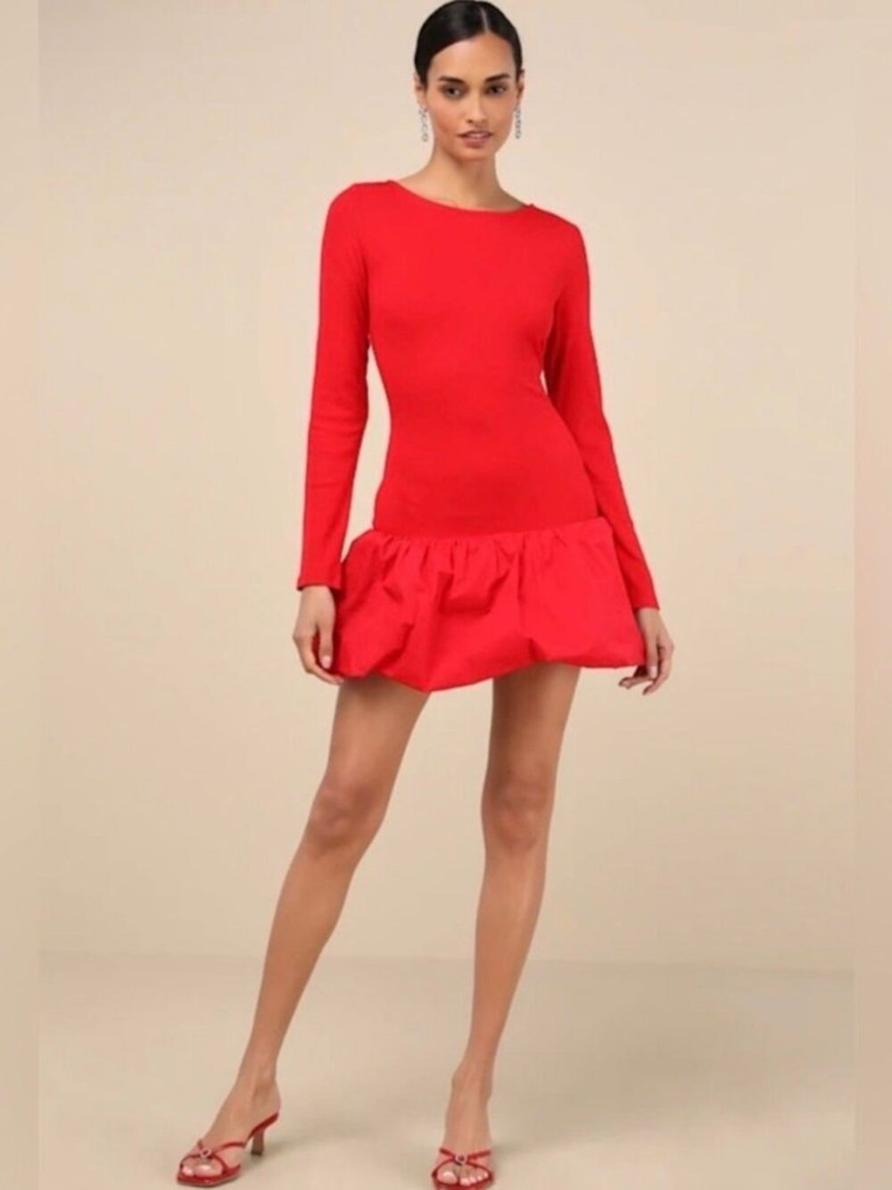 Lulus Ideal Approach Red Long Sleeve Mini Dress